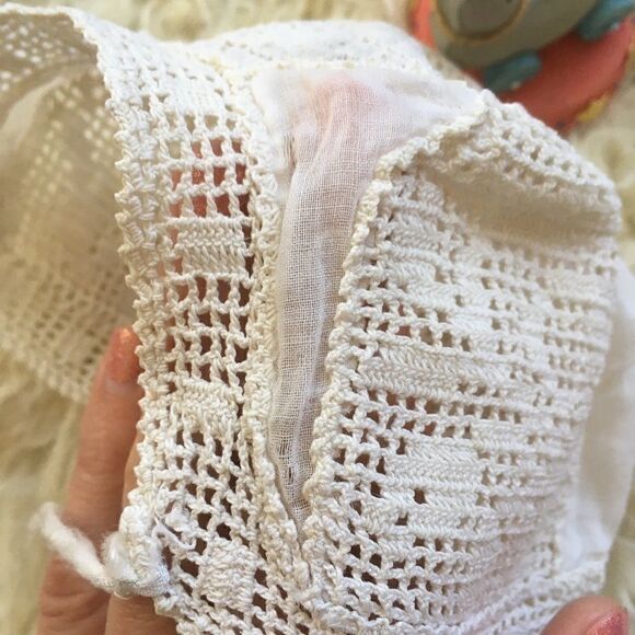 Antique Handmade Lace Christening Cap OS - Picture 7 of 11